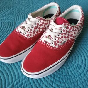 Vans Red & White Checkered Shoes Suede & Canvas W8/M6.5